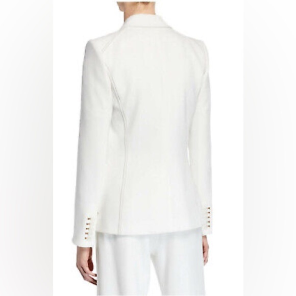 VERONICA BEARD Cosmo Dickey Off White Brown Contrast Topstitching Jacket Size 16 - Picture 2 of 14